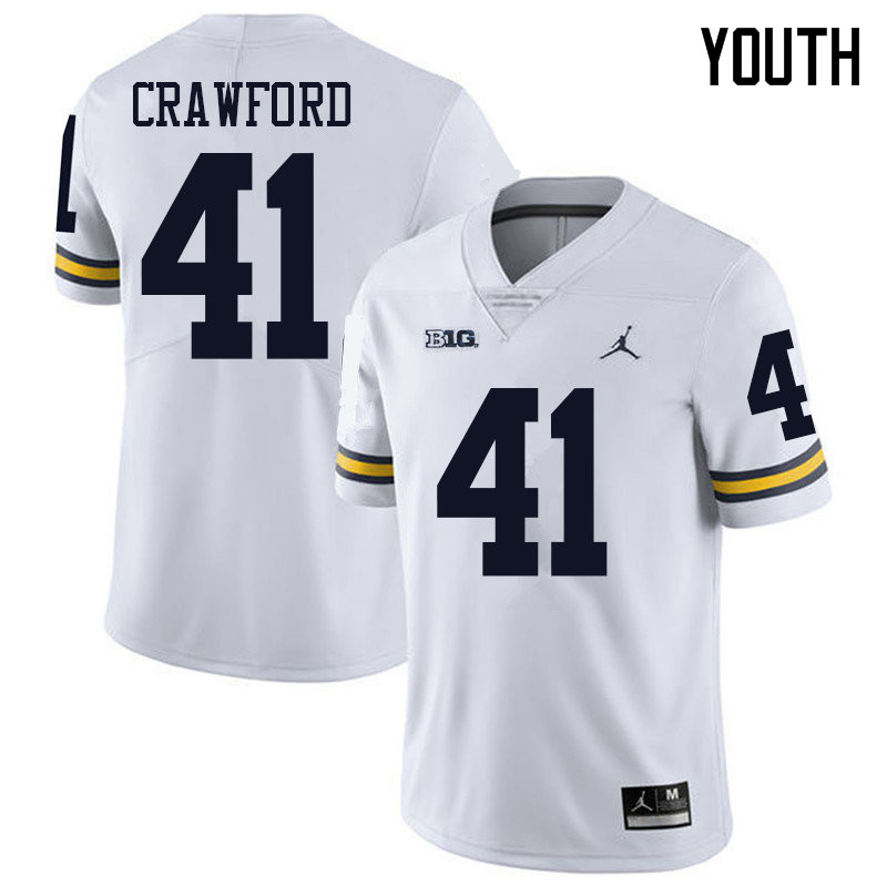 Jordan Brand Youth #41 Kekoa Crawford Michigan Wolverines College Football Jerseys Sale-White